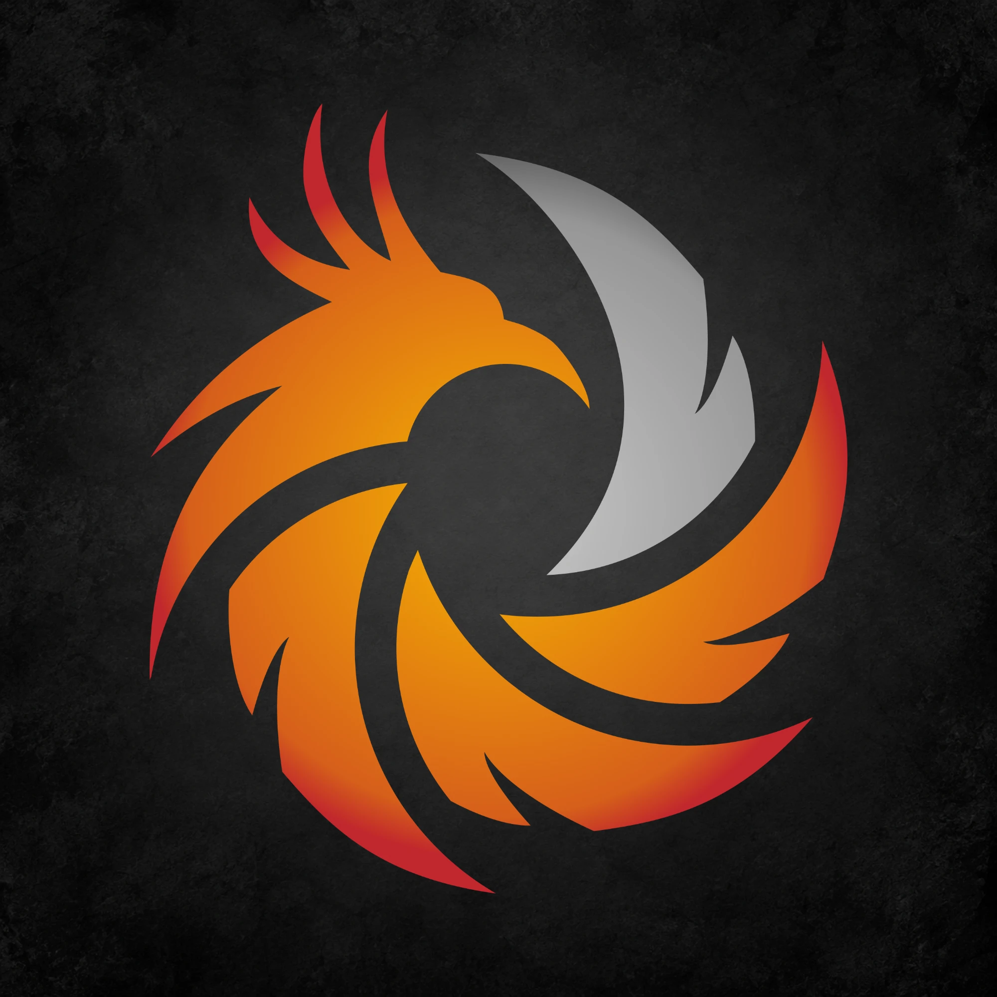 The Pheenyx Ash mark: a phoenix curling into a ring of flame and ash