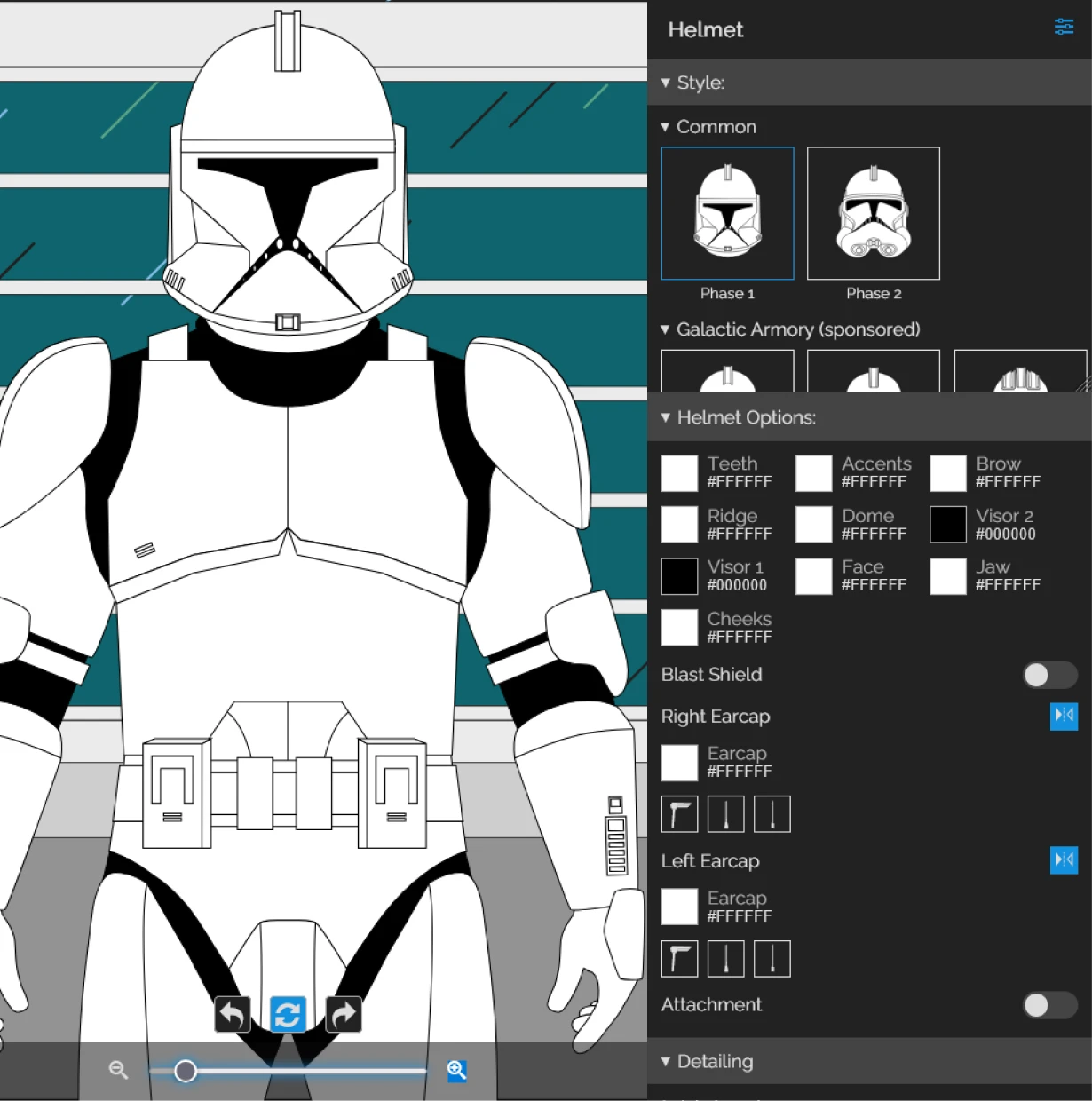 CloneCreator, the same builder fitted out for Clone Trooper armor